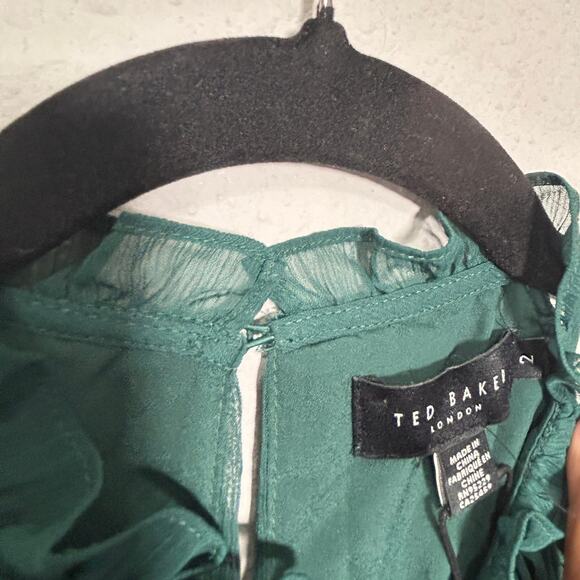 NEW Ted Baker Poppio Rope Detail Mini Dress Ruffle Rope Hunter Green Sz 6 Dainty - Picture 6 of 12